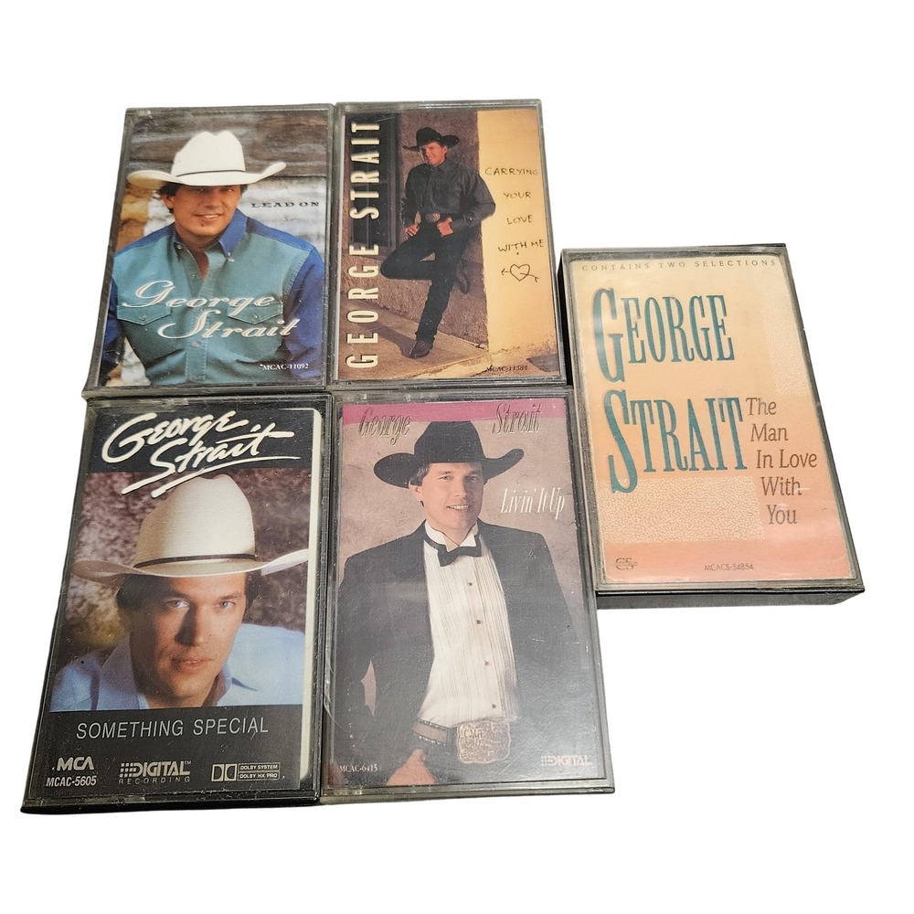 VTG George Strait Cassette Lot Lead On Carrying Your Love With Me 5x MCA Tested‎